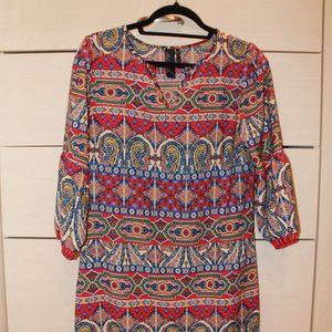 Francesca's Pink Paisley Long-sleeve Dress